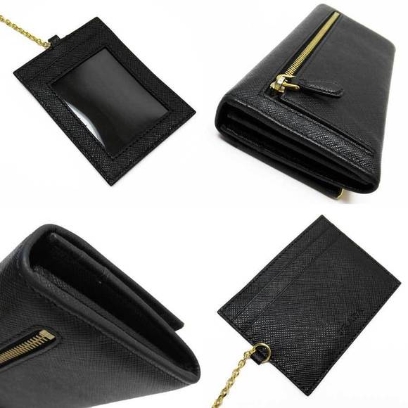 Prada Saffiano Black Fold Leather Wallet Long - Picture 1 of 3